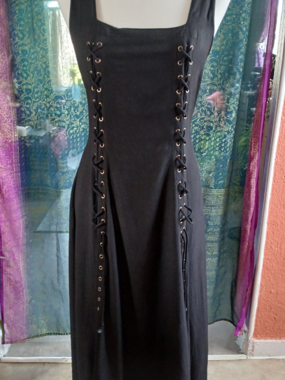 Goth Witchy Black Autumn Rennaisance Dress - Picture 2 of 9